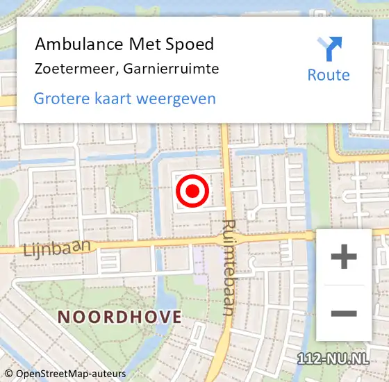 Locatie op kaart van de 112 melding: Ambulance Met Spoed Naar Zoetermeer, Garnierruimte op 22 september 2023 16:35