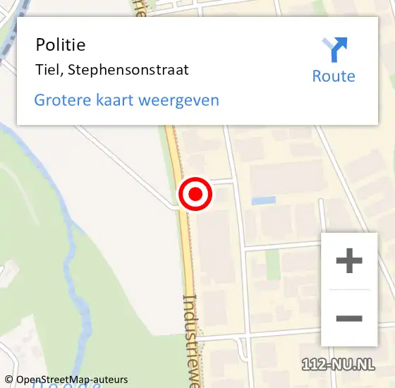 Locatie op kaart van de 112 melding: Politie Tiel, Stephensonstraat op 22 september 2023 17:00