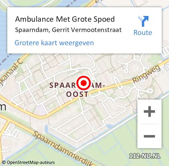 Locatie op kaart van de 112 melding: Ambulance Met Grote Spoed Naar Spaarndam, Gerrit Vermootenstraat op 22 september 2023 17:18