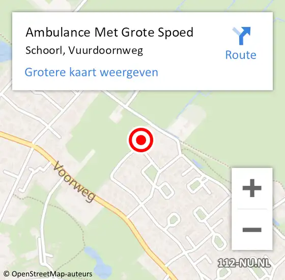 Locatie op kaart van de 112 melding: Ambulance Met Grote Spoed Naar Schoorl, Vuurdoornweg op 22 september 2023 17:24