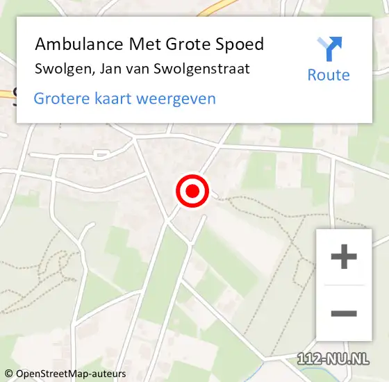 Locatie op kaart van de 112 melding: Ambulance Met Grote Spoed Naar Swolgen, Jan van Swolgenstraat op 9 september 2014 06:35