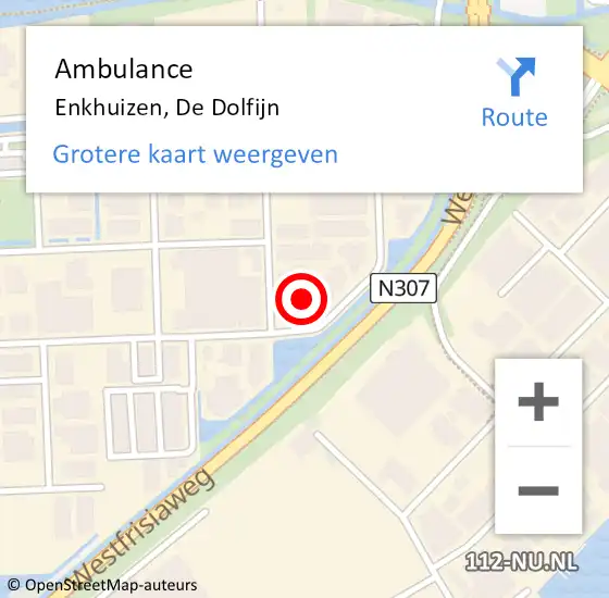 Locatie op kaart van de 112 melding: Ambulance Enkhuizen, De Dolfijn op 22 september 2023 17:29