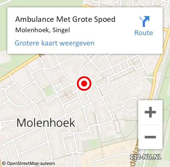 Locatie op kaart van de 112 melding: Ambulance Met Grote Spoed Naar Molenhoek, Singel op 9 september 2014 06:46