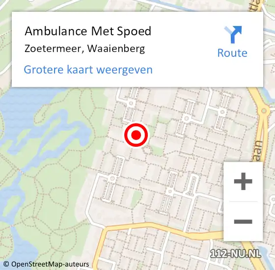 Locatie op kaart van de 112 melding: Ambulance Met Spoed Naar Zoetermeer, Waaienberg op 22 september 2023 18:18
