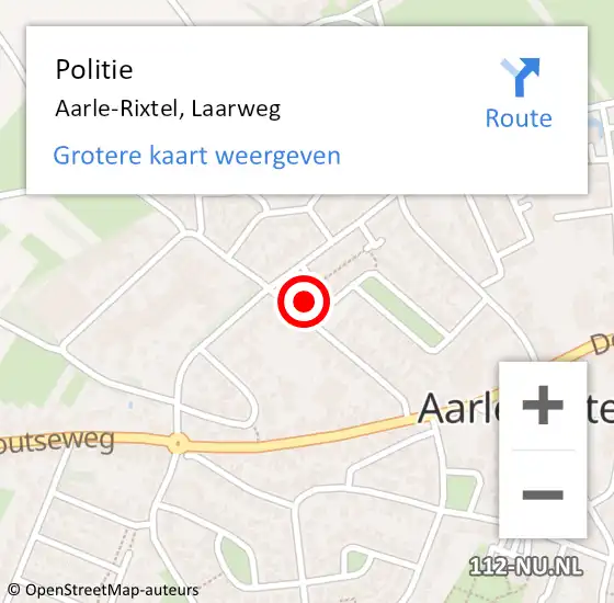 Locatie op kaart van de 112 melding: Politie Aarle-Rixtel, Laarweg op 22 september 2023 18:23