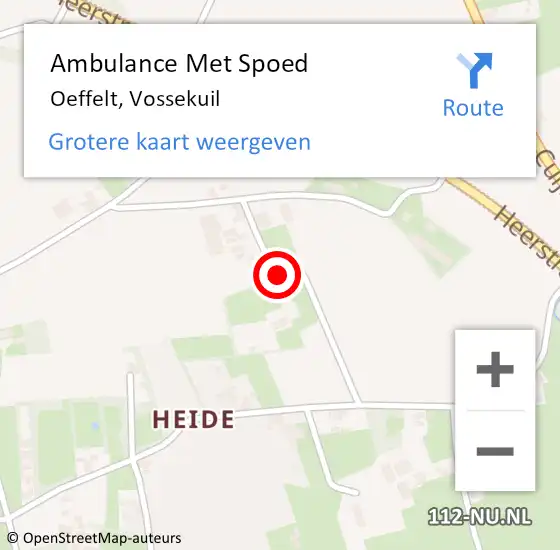 Locatie op kaart van de 112 melding: Ambulance Met Spoed Naar Oeffelt, Vossekuil op 9 september 2014 06:57