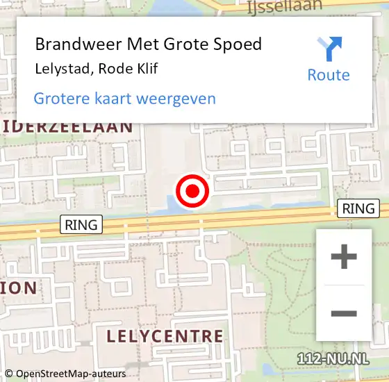 Locatie op kaart van de 112 melding: Brandweer Met Grote Spoed Naar Lelystad, Rode Klif op 22 september 2023 18:32