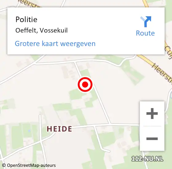 Locatie op kaart van de 112 melding: Politie Oeffelt, Vossekuil op 9 september 2014 07:00