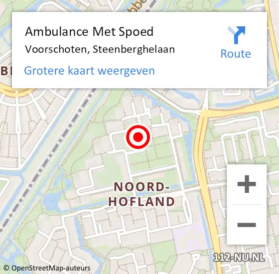 Locatie op kaart van de 112 melding: Ambulance Met Spoed Naar Voorschoten, Steenberghelaan op 22 september 2023 18:35