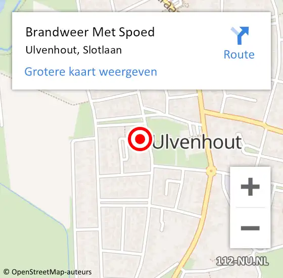 Locatie op kaart van de 112 melding: Brandweer Met Spoed Naar Ulvenhout, Slotlaan op 22 september 2023 18:42