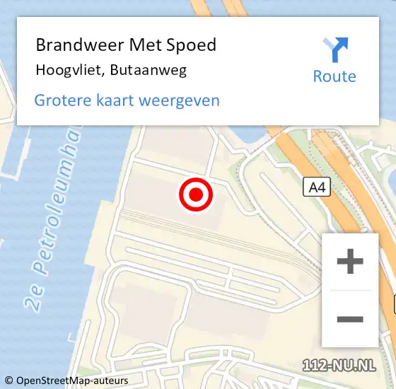Locatie op kaart van de 112 melding: Brandweer Met Spoed Naar Hoogvliet, Butaanweg op 22 september 2023 18:47