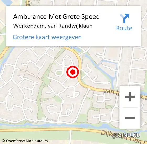 Locatie op kaart van de 112 melding: Ambulance Met Grote Spoed Naar Werkendam, van Randwijklaan op 22 september 2023 18:54