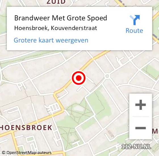 Locatie op kaart van de 112 melding: Brandweer Met Grote Spoed Naar Hoensbroek, Kouvenderstraat op 22 september 2023 18:56