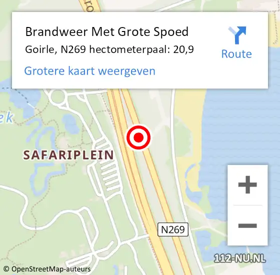 Locatie op kaart van de 112 melding: Brandweer Met Grote Spoed Naar Goirle, N269 hectometerpaal: 20,9 op 22 september 2023 19:14