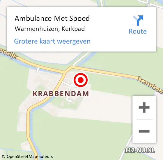 Locatie op kaart van de 112 melding: Ambulance Met Spoed Naar Warmenhuizen, Kerkpad op 22 september 2023 19:24