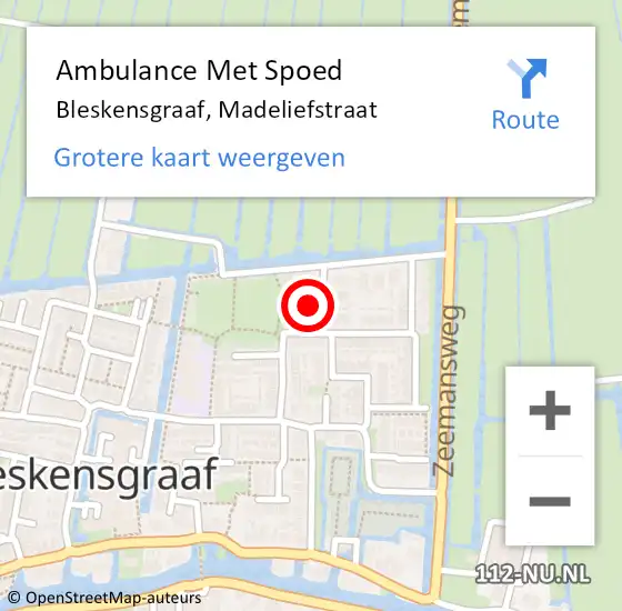 Locatie op kaart van de 112 melding: Ambulance Met Spoed Naar Bleskensgraaf, Madeliefstraat op 22 september 2023 19:29