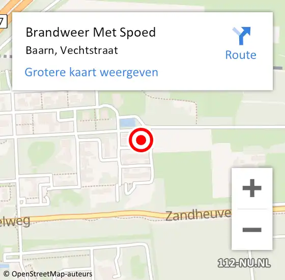 Locatie op kaart van de 112 melding: Brandweer Met Spoed Naar Baarn, Vechtstraat op 22 september 2023 19:33