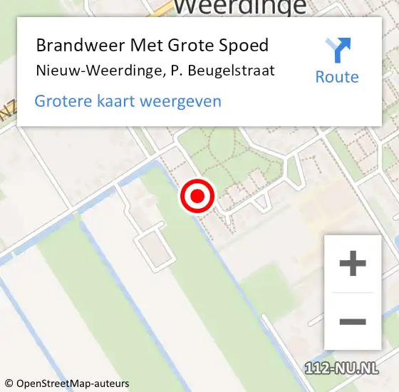 Locatie op kaart van de 112 melding: Brandweer Met Grote Spoed Naar Nieuw-Weerdinge, P. Beugelstraat op 22 september 2023 19:35