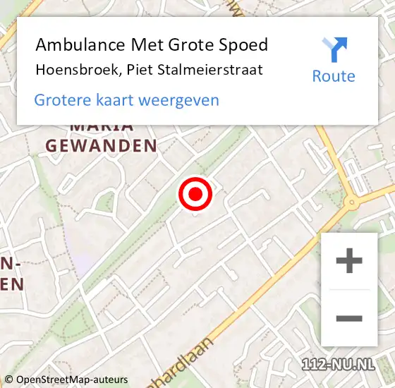 Locatie op kaart van de 112 melding: Ambulance Met Grote Spoed Naar Hoensbroek, Piet Stalmeierstraat op 9 september 2014 07:13