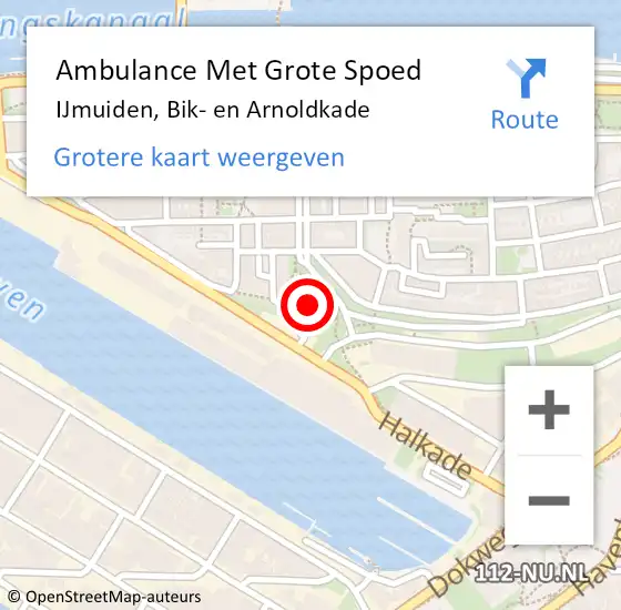 Locatie op kaart van de 112 melding: Ambulance Met Grote Spoed Naar IJmuiden, Bik- en Arnoldkade op 22 september 2023 20:11