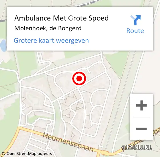 Locatie op kaart van de 112 melding: Ambulance Met Grote Spoed Naar Molenhoek, de Bongerd op 14 oktober 2013 01:50