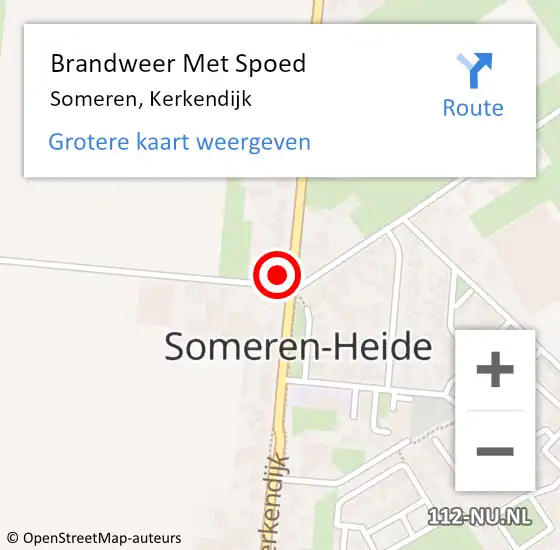 Locatie op kaart van de 112 melding: Brandweer Met Spoed Naar Someren, Kerkendijk op 22 september 2023 20:28