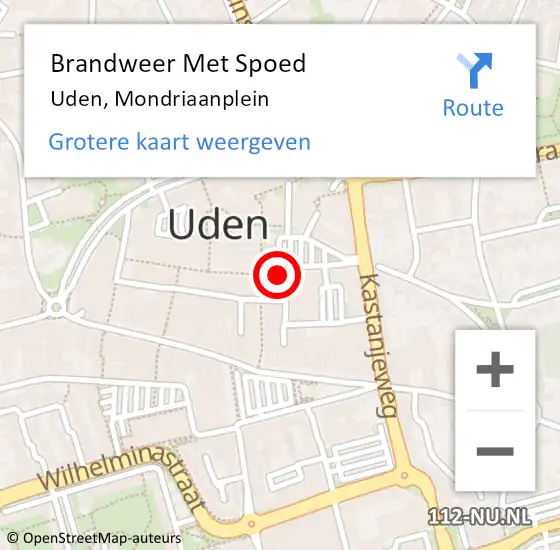 Locatie op kaart van de 112 melding: Brandweer Met Spoed Naar Uden, Mondriaanplein op 22 september 2023 20:40