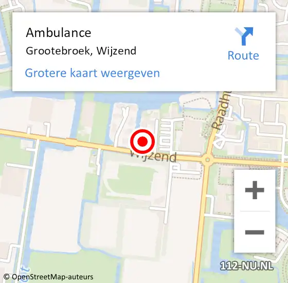 Locatie op kaart van de 112 melding: Ambulance Grootebroek, Wijzend op 22 september 2023 20:44