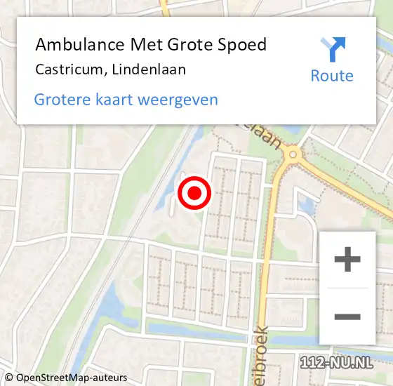 Locatie op kaart van de 112 melding: Ambulance Met Grote Spoed Naar Castricum, Lindenlaan op 22 september 2023 20:55