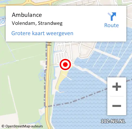 Locatie op kaart van de 112 melding: Ambulance Volendam, Strandweg op 22 september 2023 20:57