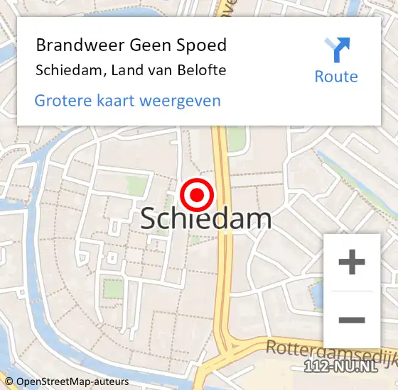 Locatie op kaart van de 112 melding: Brandweer Geen Spoed Naar Schiedam, Land van Belofte op 22 september 2023 21:06