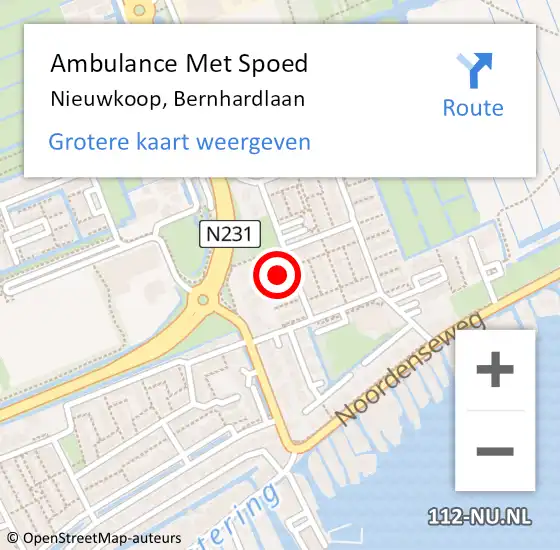 Locatie op kaart van de 112 melding: Ambulance Met Spoed Naar Nieuwkoop, Bernhardlaan op 22 september 2023 21:08