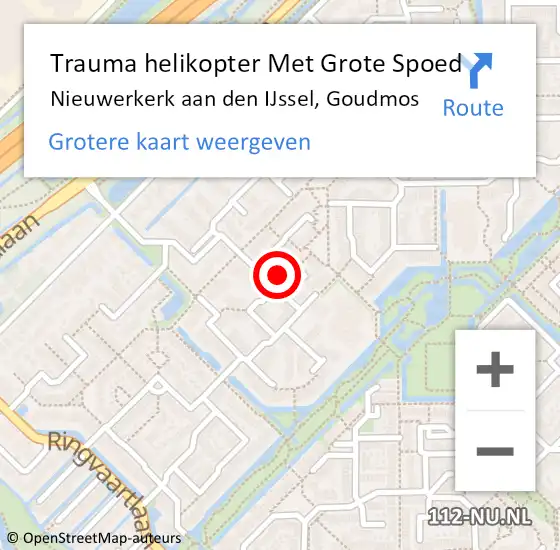 Locatie op kaart van de 112 melding: Trauma helikopter Met Grote Spoed Naar Nieuwerkerk aan den IJssel, Goudmos op 22 september 2023 21:21