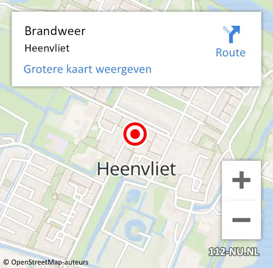 Locatie op kaart van de 112 melding: Brandweer Heenvliet op 22 september 2023 22:15