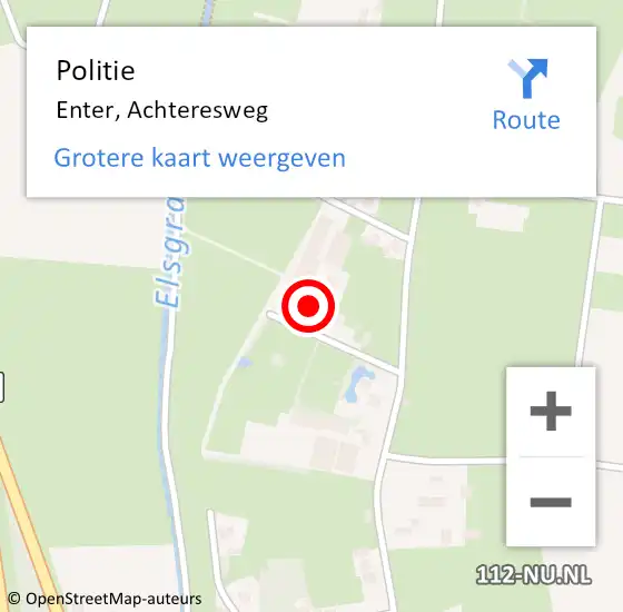 Locatie op kaart van de 112 melding: Politie Enter, Achteresweg op 22 september 2023 22:39