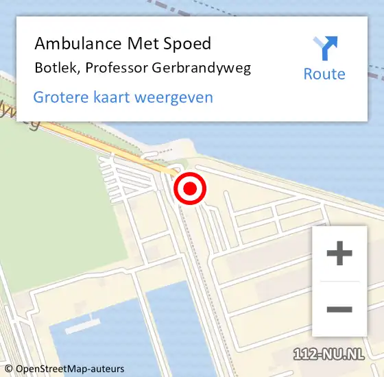 Locatie op kaart van de 112 melding: Ambulance Met Spoed Naar Botlek, Professor Gerbrandyweg op 22 september 2023 22:59