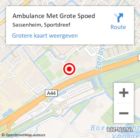 Locatie op kaart van de 112 melding: Ambulance Met Grote Spoed Naar Sassenheim, Sportdreef op 22 september 2023 23:34