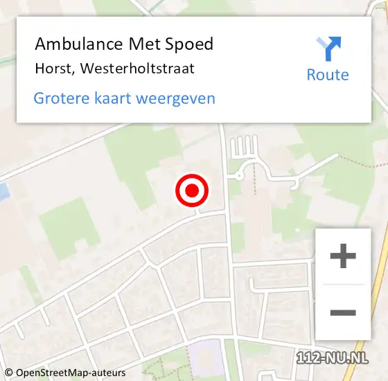 Locatie op kaart van de 112 melding: Ambulance Met Spoed Naar Horst, Westerholtstraat op 9 september 2014 07:57