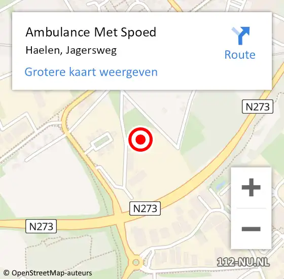 Locatie op kaart van de 112 melding: Ambulance Met Spoed Naar Haelen, Jagersweg op 23 september 2023 00:14