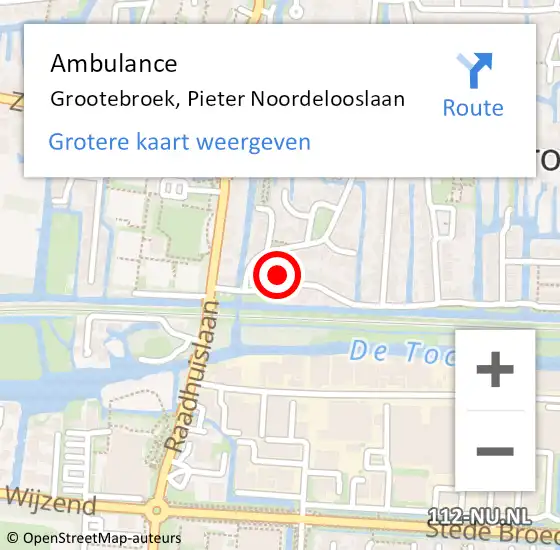 Locatie op kaart van de 112 melding: Ambulance Grootebroek, Pieter Noordelooslaan op 23 september 2023 00:14