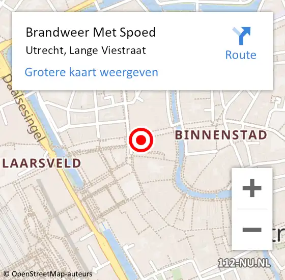 Locatie op kaart van de 112 melding: Brandweer Met Spoed Naar Utrecht, Lange Viestraat op 23 september 2023 00:16