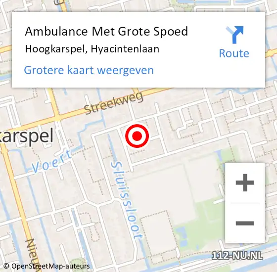 Locatie op kaart van de 112 melding: Ambulance Met Grote Spoed Naar Hoogkarspel, Hyacintenlaan op 23 september 2023 00:43