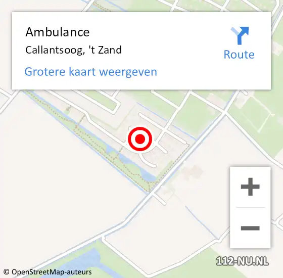 Locatie op kaart van de 112 melding: Ambulance Callantsoog, 't Zand op 23 september 2023 00:46