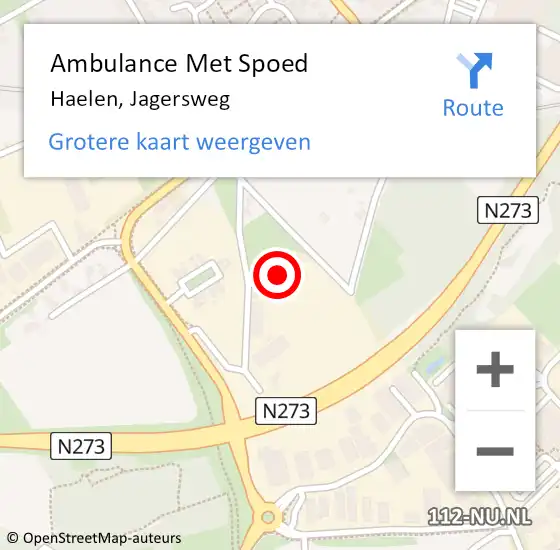 Locatie op kaart van de 112 melding: Ambulance Met Spoed Naar Haelen, Jagersweg op 23 september 2023 00:48