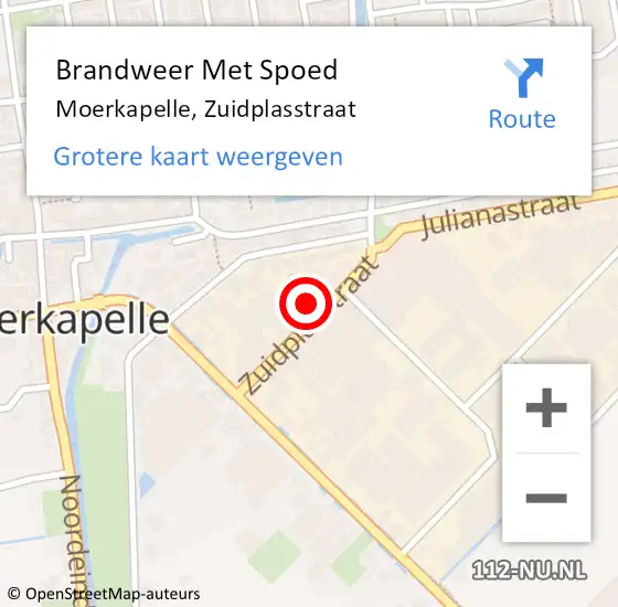 Locatie op kaart van de 112 melding: Brandweer Met Spoed Naar Moerkapelle, Zuidplasstraat op 23 september 2023 02:06