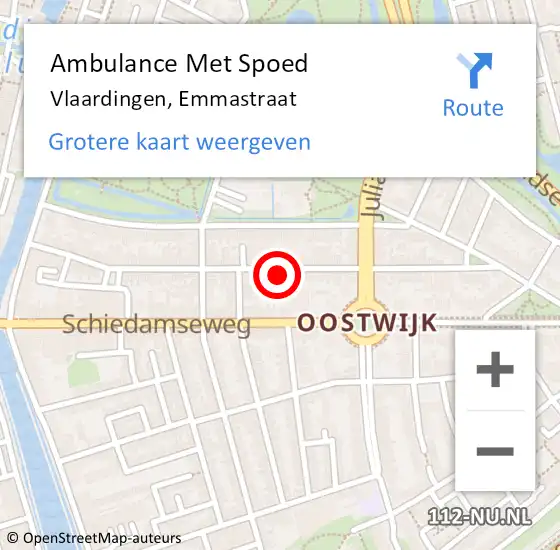 Locatie op kaart van de 112 melding: Ambulance Met Spoed Naar Vlaardingen, Emmastraat op 23 september 2023 02:06