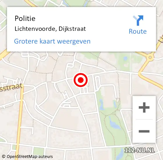 Locatie op kaart van de 112 melding: Politie Lichtenvoorde, Dijkstraat op 23 september 2023 02:22