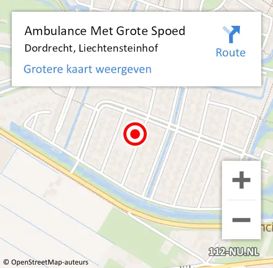 Locatie op kaart van de 112 melding: Ambulance Met Grote Spoed Naar Dordrecht, Liechtensteinhof op 23 september 2023 02:35