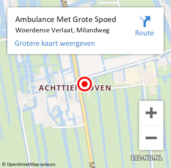 Locatie op kaart van de 112 melding: Ambulance Met Grote Spoed Naar Woerdense Verlaat, Milandweg op 23 september 2023 02:51