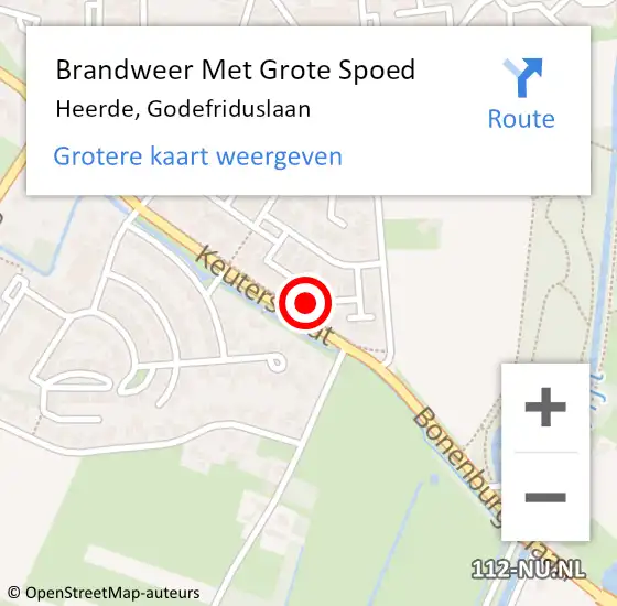 Locatie op kaart van de 112 melding: Brandweer Met Grote Spoed Naar Heerde, Godefriduslaan op 23 september 2023 03:03